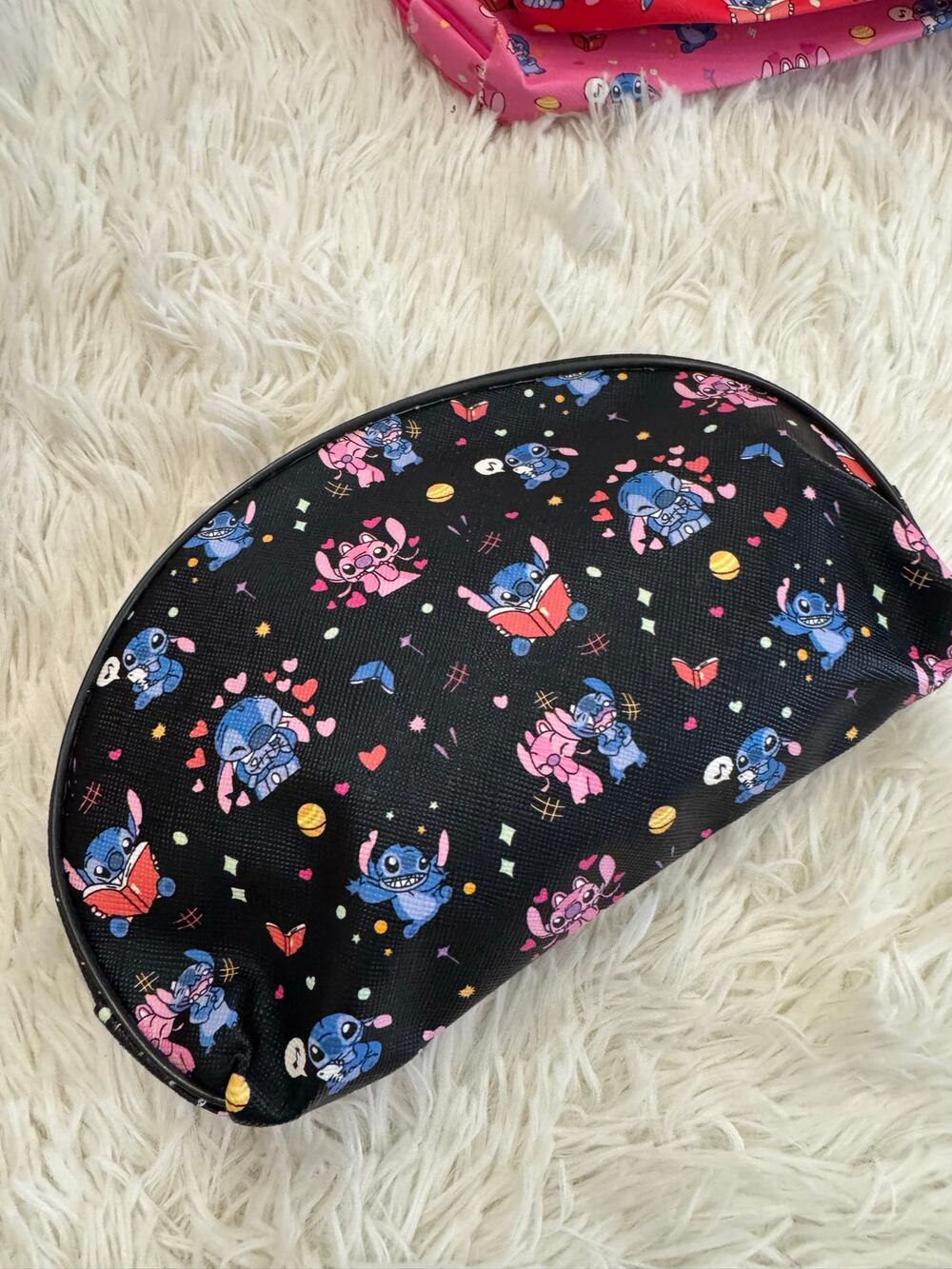 Stitch and Angel  make up bag pencil case zipper black cute